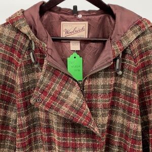 VINTAGE Woolrich USA Plaid Wool Hooded Jacket Women’s M Lined Zip